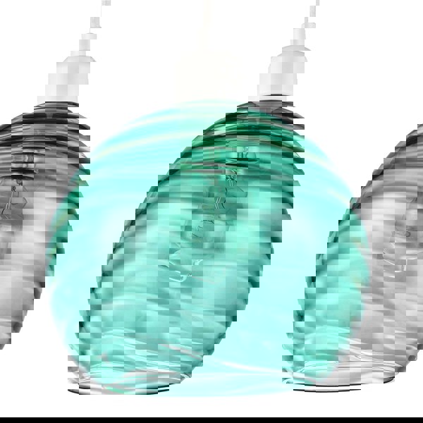 Modern Designer Emerald Green Circular Ribbed Glass Non Electric Pendant Shade Image 1