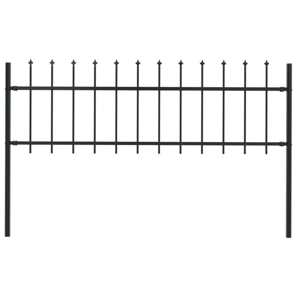 Berkfield Garden Fence with Spear Top Steel 1.7x0.6 m Black
