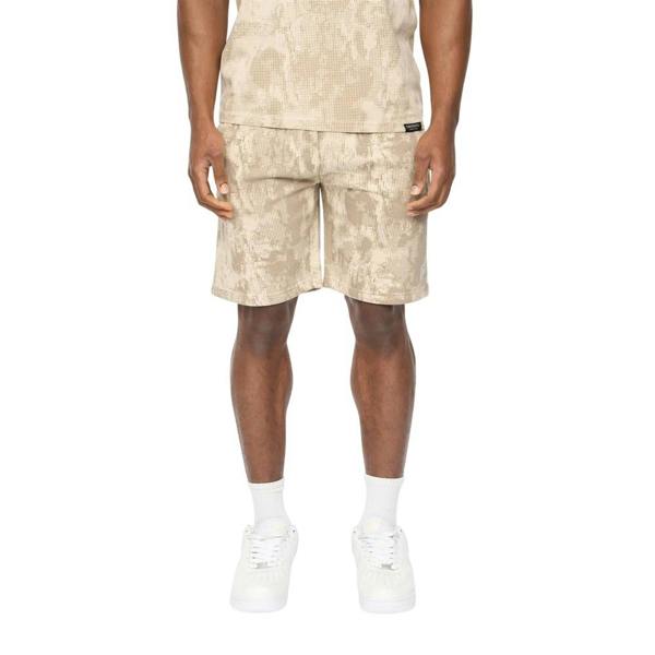 Crosshatch Mens Bardon Camo Sweat Shorts - Light Stone Camo - 