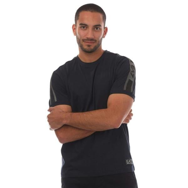 Emporio Armani EA7 Mens Series Logo Cotton T-Shirt - Navy - 