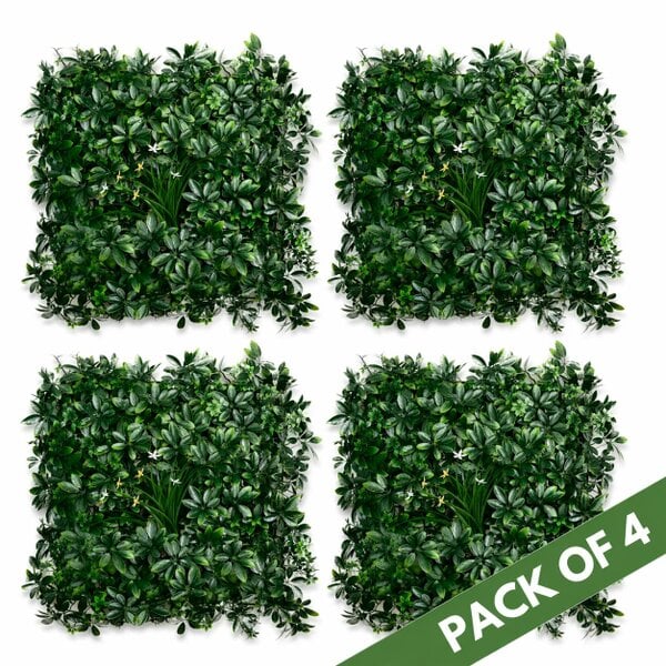 Gardenwize Pack of 4 Artificial Green Wall Panels UV-Resistant Garden & Indoor Feature Wall - Big Leaf
