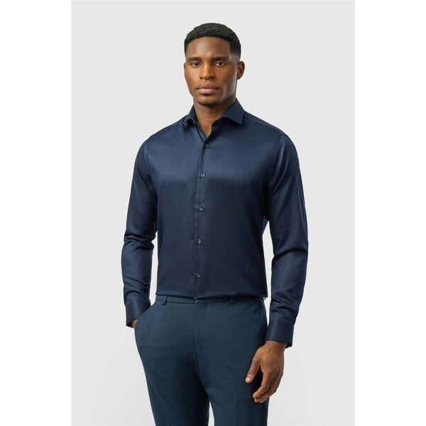 Alexandre Silver Alexandre Tailored Fit Navy Non Iron Stretch Shirt