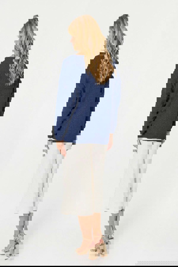 Navy | Relaxed Long Sleeve Drop Shoulder Jumper
