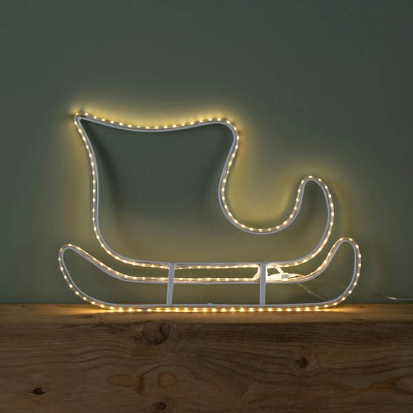 Samuel Alexander 42cm Light up Hanging Christmas Reindeer and Sleigh Silhouette with Warm White LEDs