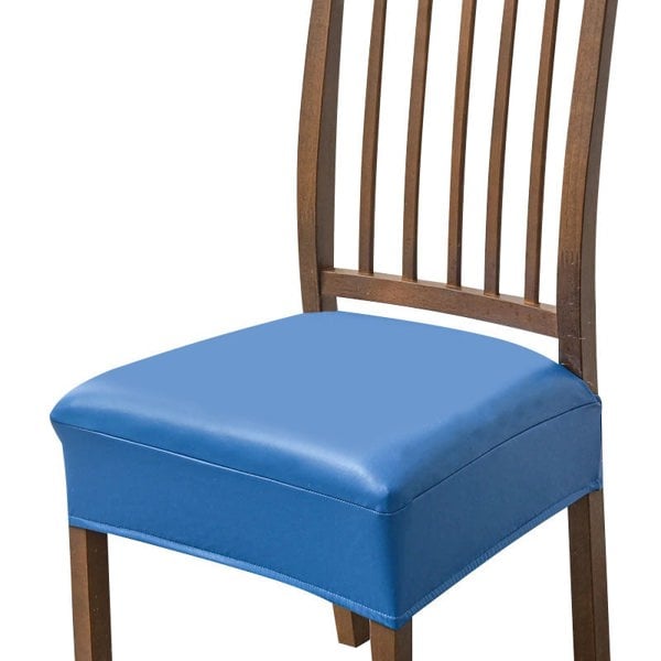 Anyseat Chair Cover Blue PU Leather Seat Slipcover Chair Cover for Kitchen Hotel Banquet Dining Living Room