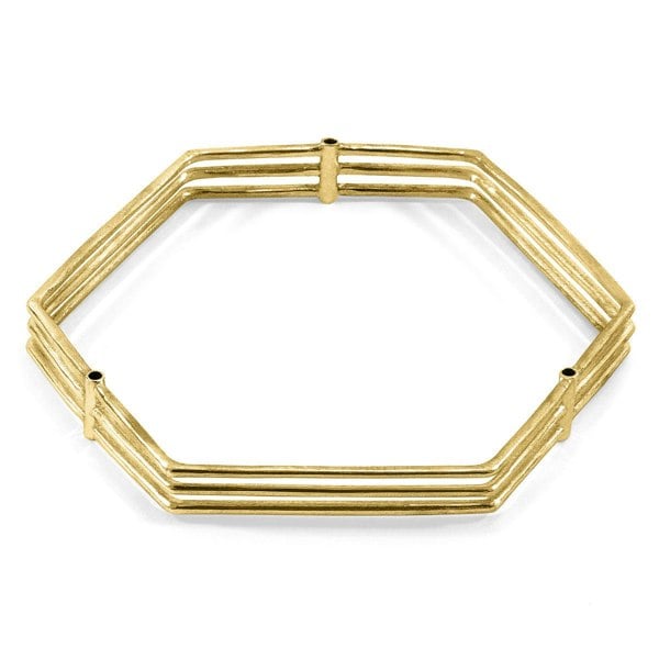 Anchor & Crew Walton Tri-Rail Maxi Geometric 9ct Yellow Gold Bangle