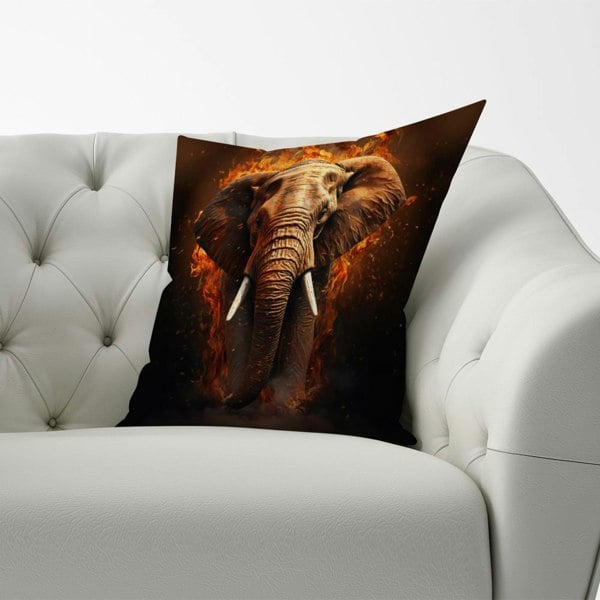 Warren Reed Splashart Elephant and fire Cushions