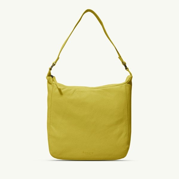 Assots London 'BIANCA' Illuminating Yellow Pebble Grain Leather Slouchy Hobo Bag