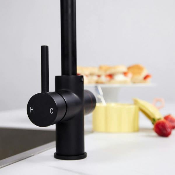Impromta 3 in 1 Biometric Swan Neck Boiling Water Tap | Matt Black Finish