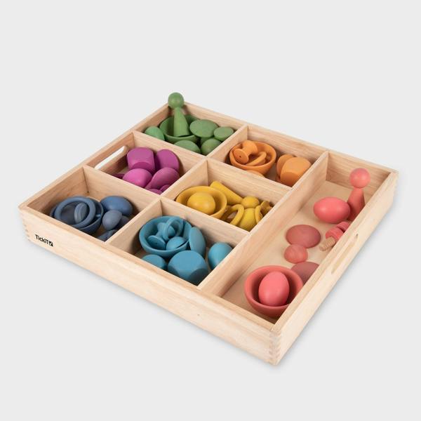 tickit Rainbow Wooden Super Set + Wooden Sorting Tray (7- Way)