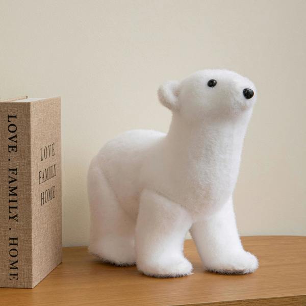 Samuel Alexander 30cm Large Flocked Polar Bear Christmas Decoration