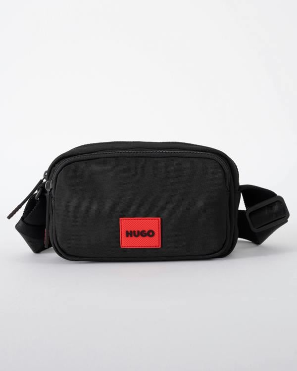 Studio shot of a HUGO Ethon 3.0 Mens Crossbody Bag in Black