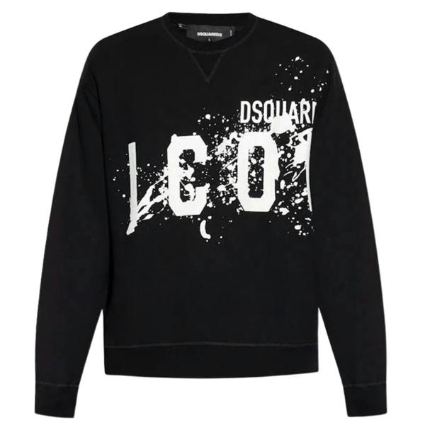 DSQUARED2 Icon Splash Cool Fit Crew Neck Black Sweatshirt M
