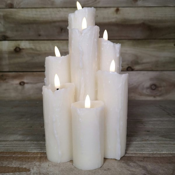 Samuel Alexander 7 Flame Battery Operated Melted Edge Christmas Wax Candle with Timer