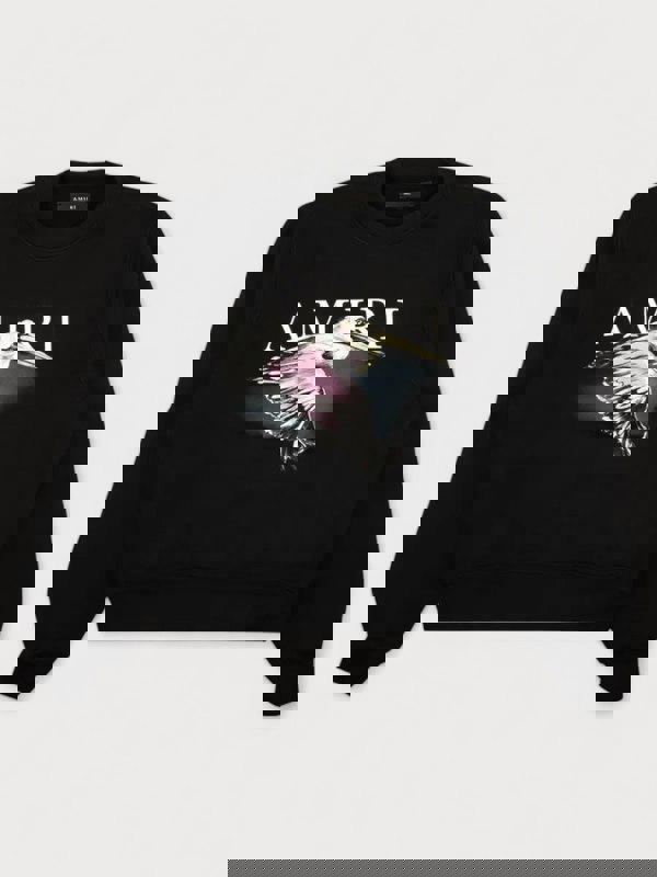 Amiri Pelican Watercolor Crewneck Sweatshirt Black - Supplied FashionSupplied Fashion