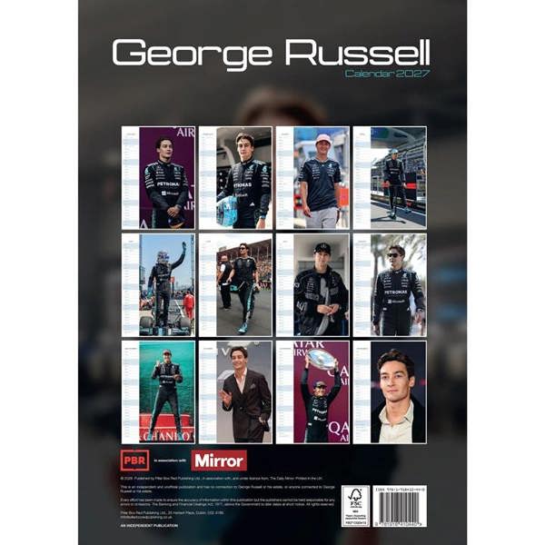 George Russell A3 Calendar 2027, Wall Calendars, Month To View, Sports, Gift