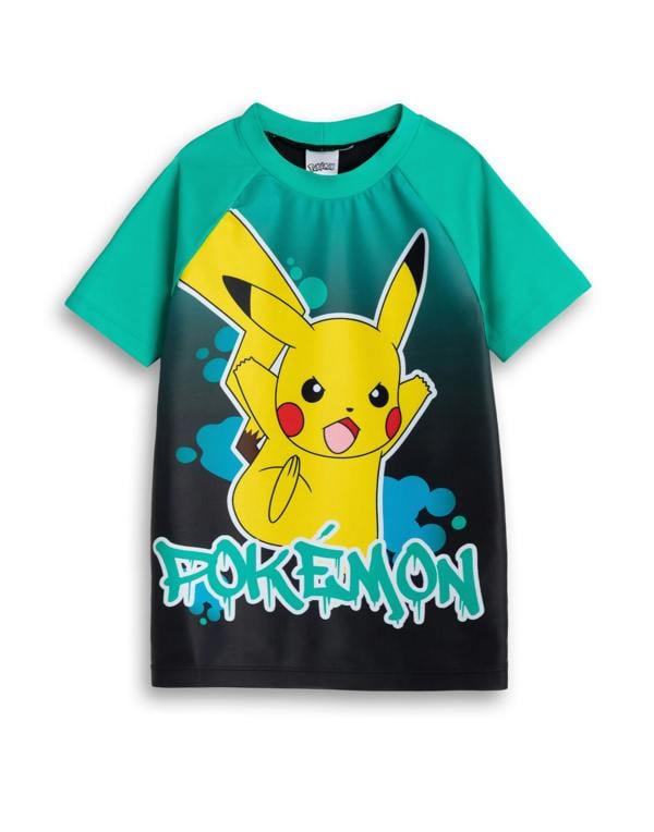 Pokemon Boys Green Pikachu Swim Top