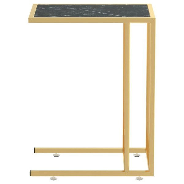 Berkfield Computer Side Table Black Marble 50x35x65 cm Tempered Glass
