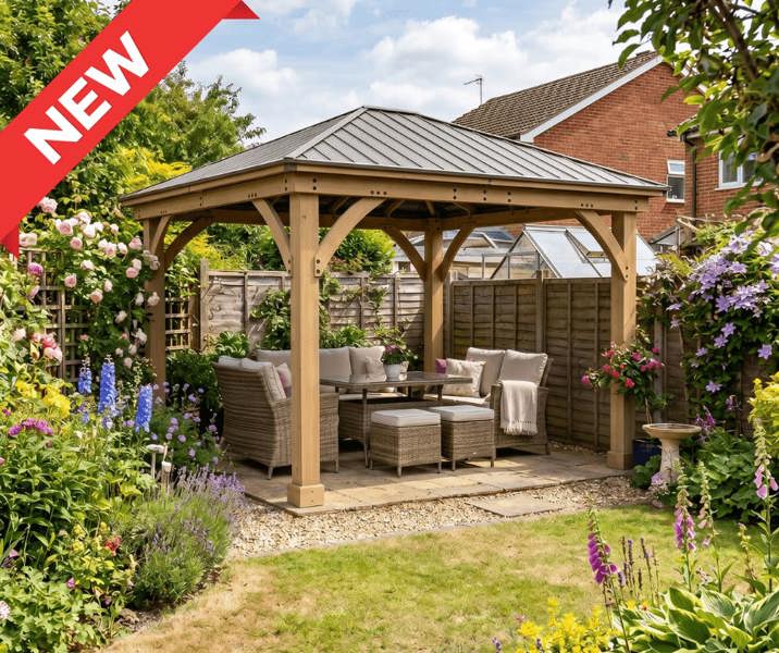 11ft x 13ft Meridian Gazebo with Graphite Roof Backyard Bliss 1
