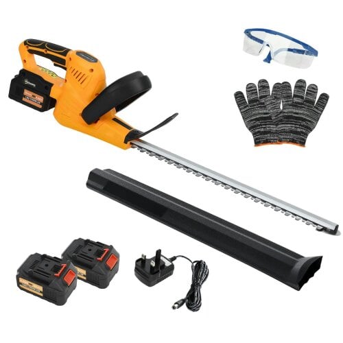Bobobiy 20" Cordless Hedge Trimmer, 18V Electric Hedge Cutter with 51cm Dual Action Blade, 2 x 4000mAh Batteries and Brushless Motor Branches
