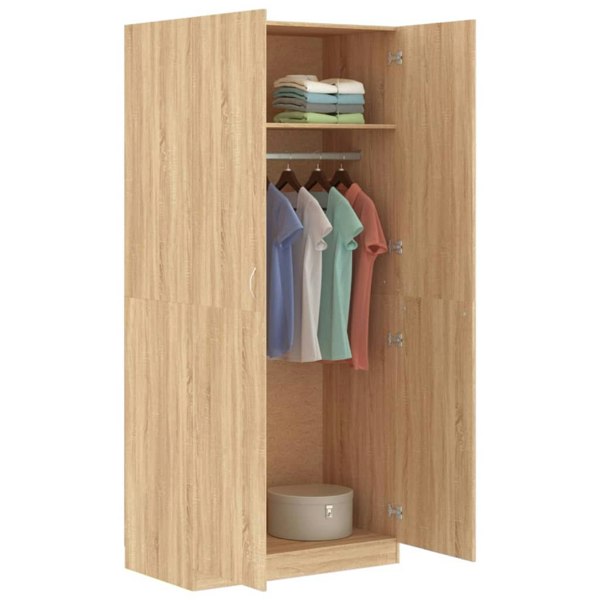 Berkfield Wardrobe Sonoma Oak 90x52x200 cm Engineered Wood