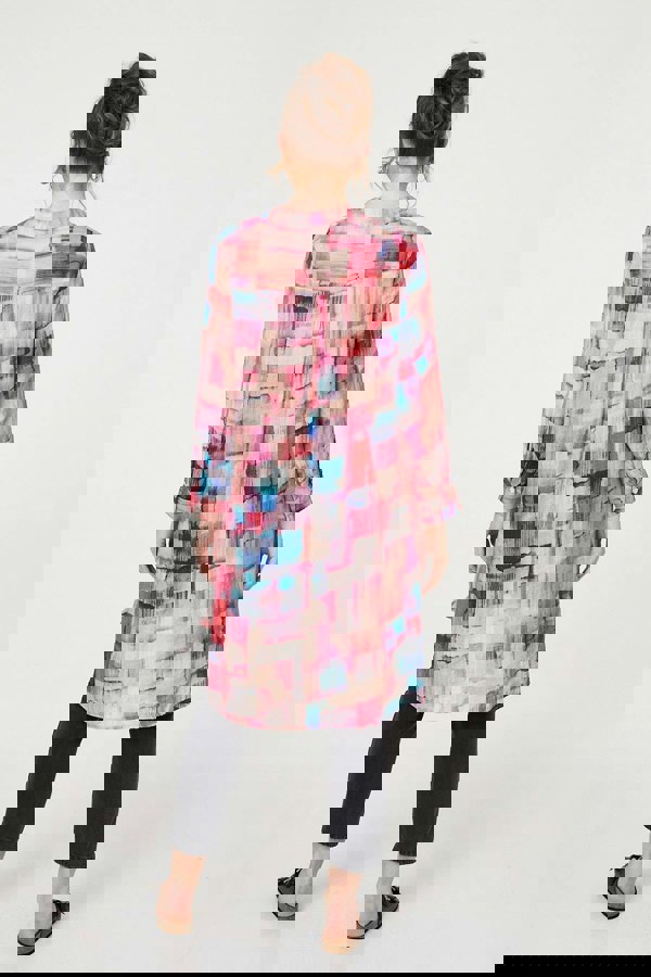 Pink | Printed Long Sleeve Semi Sheer Shirt
