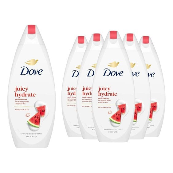 Dove Juicy Hydrate Body Wash, 0% Sulfates & SLES Gentel Cleansing, 225ml 6 Pack