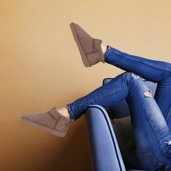 VIVA Women's Faux Fur Lined Boot Slippers - Memory Foam Anti-Slip Sole