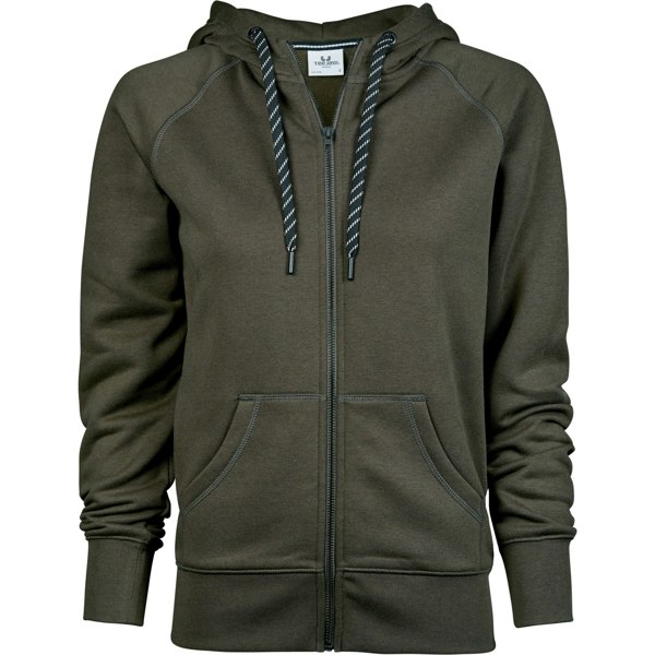 Tee Jays Womens/Ladies Full Zip Hooded Sweatshirt - Deep Green