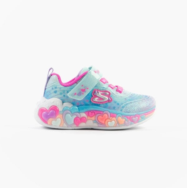 Skechers S-LIGHTS: ETERNAL HEART LIGHTS Girls Trainers Light Blue/Multi