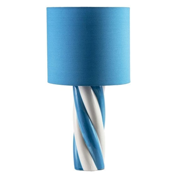 Happy Homewares Modern Spiral Twist Blue and White Table Lamp Ceramic Table Lamp