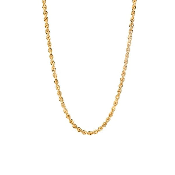 Spero London Fine 14ct Solid Gold Italian Hallow Rope Chain Necklace