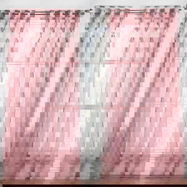 Luxury Living Linen Look Voile Ring Top Curtain Pair