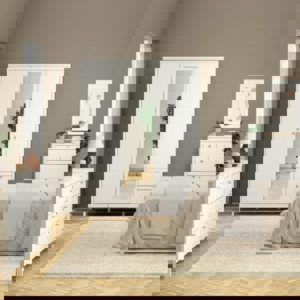 Furniture To Go Madrid Wardrobe with 2 doors + 1 mirror door + 2 drawers White