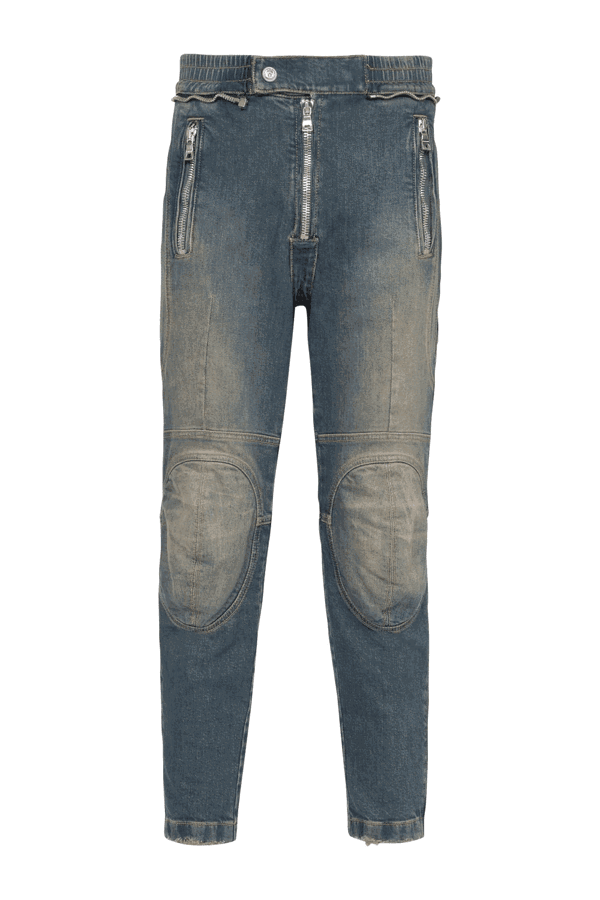 Balmain Knee Pad Jeans - Blue