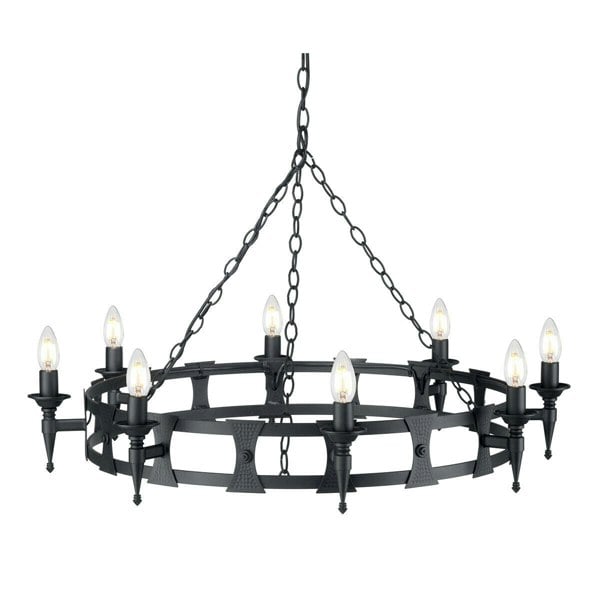 8 Bulb Chandelier Hanging Pendant LIght Black LED E14 60W Bulb Loops