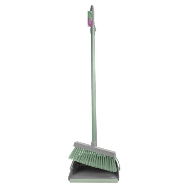 JVL Long Handle Lobby Dust Pan And Brush Set - Grey