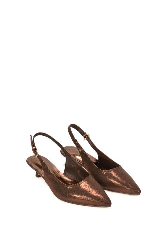 XY LONDON Slingback Kitten Heel Court Shoes With Pointed Toe