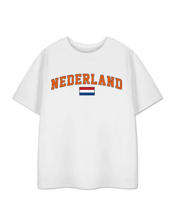 Show Me The Merch Unisex Kids White Netherlands Short Sleeved T-Shirt