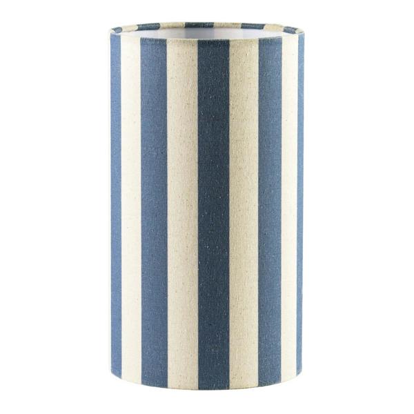 Amparo Blue and Oatmeal Striped Linen Table Lamp with Fabric Base Image 3