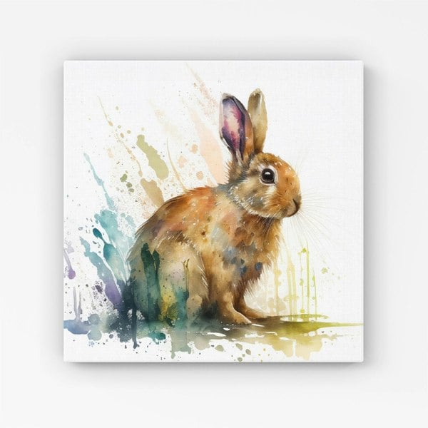 Warren Reed Rabbit Splash Watercolour Canvas