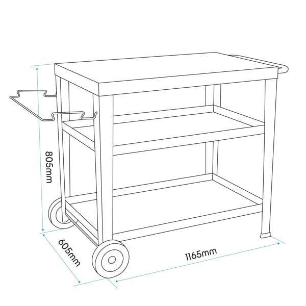Dellonda DG263 Barbecue Trolley Action shot - dimensions