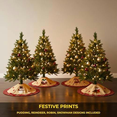 86cm Christmas Tree Skirt Set of 4 Printed Festive Tree Base Covers for Seasonal Home Decor image 6