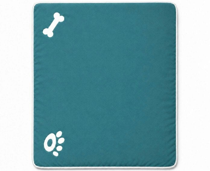 Night Zone Bone & Paw Print Pet Bed – Washable Dog & Cat Cushion with Removable Zip Cover - Teal