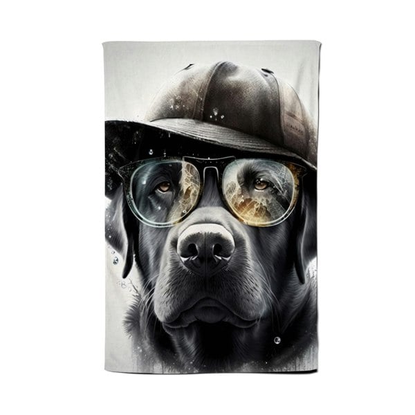 Warren Reed Labrador Retriever Dog With Hat Splashart Tea Towel