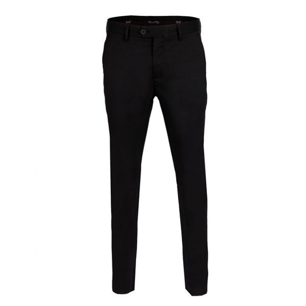 David WeJ Plain Smart Trousers with Belts Loops - Black