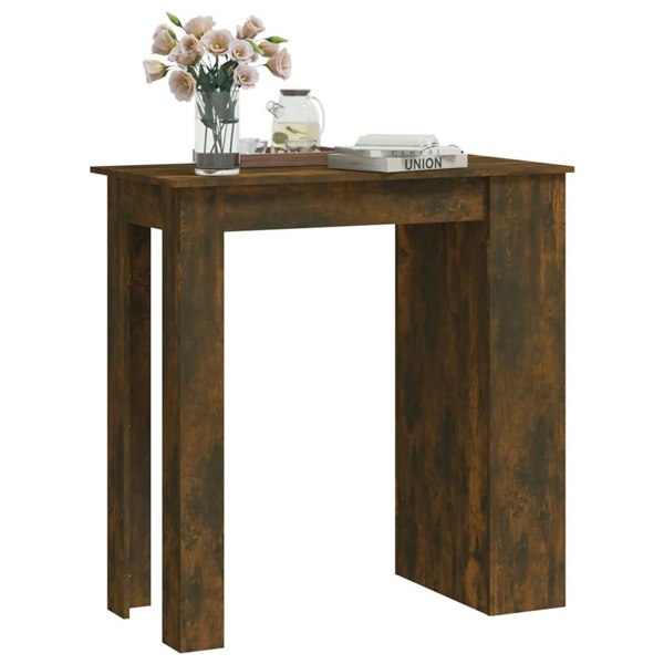 Berkfield Bar Table with Storage Rack Smoked Oak 102x50x103.5cm Engineered Wood