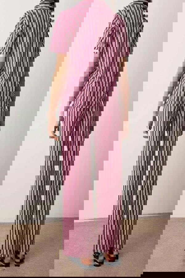 WOVCOR 2-Piece 100% Cotton Striped Poplin Woven Pajama Set