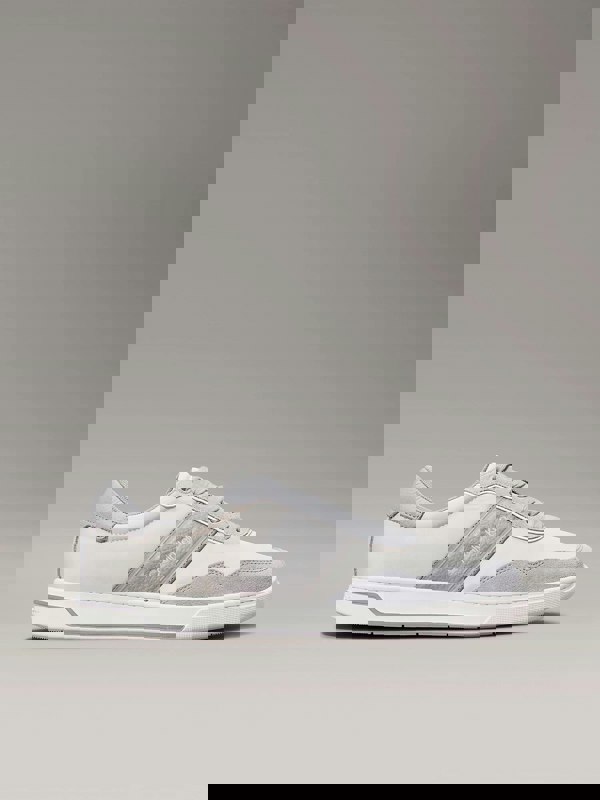 Calvin Klein LOW TOP LACE UP MIX Mens Trainers Light Grey/Granite Road