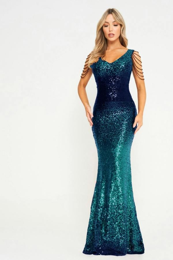 LuvForever Cora - Two-Tone Sequin Maxi Dress